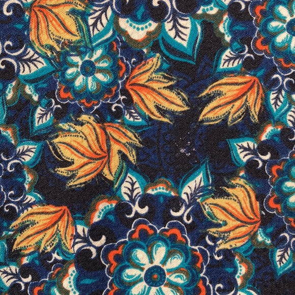 LuLaRoe Blue Gold Green Floral Amelia Dress Size XL - Picture 2 of 6